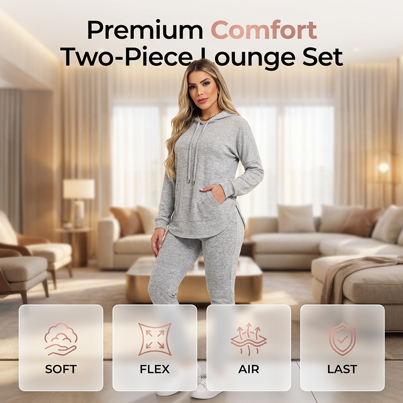 Women's Solid Color 2-Piece Casual Tracksuit Set
