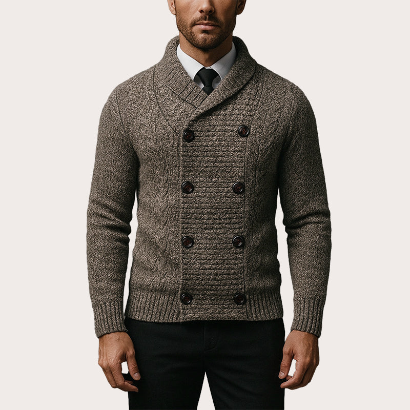 Men's Double Breasted Shawl Collar Knit Cardigan