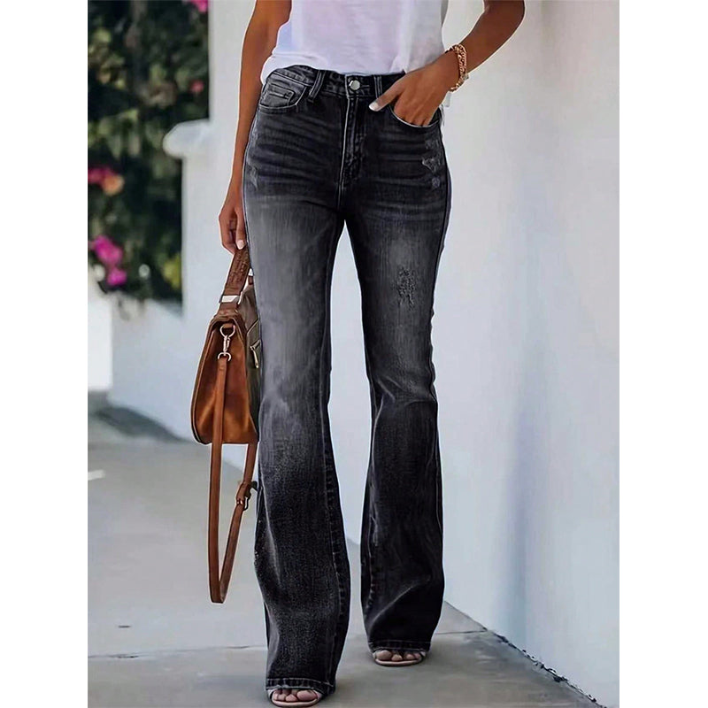 Women's Casual High-Waist Flare Jeans