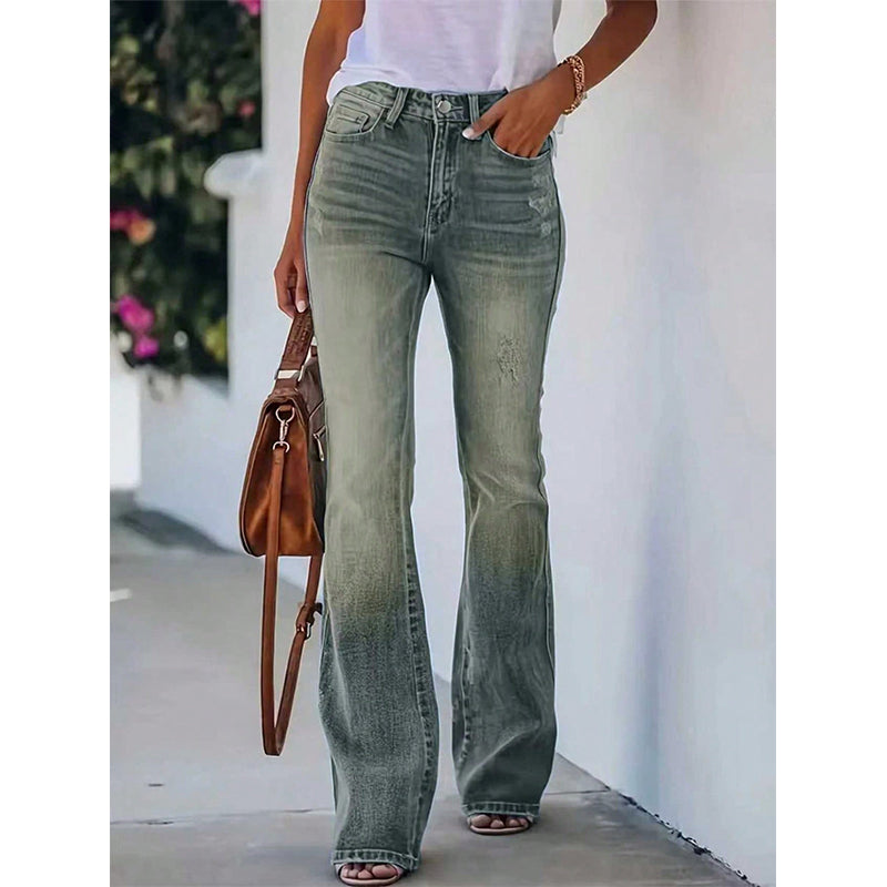 Women's Casual High-Waist Flare Jeans