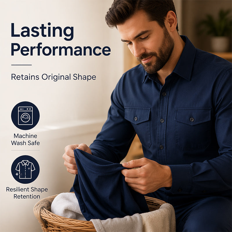 Men Two Piece Polyester Shirt Pants Set