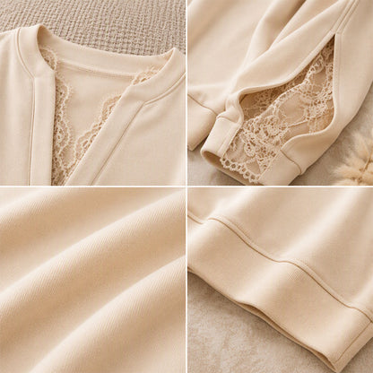 Women's V-Neck Top with Lace Insert
