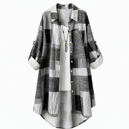 Casual Loose Fit Plaid Long Sleeve Shirt Plus Size Sun Protection Outerwear for Spring and Autumn