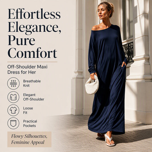 Women's Off-Shoulder Long Sleeve Maxi Dress