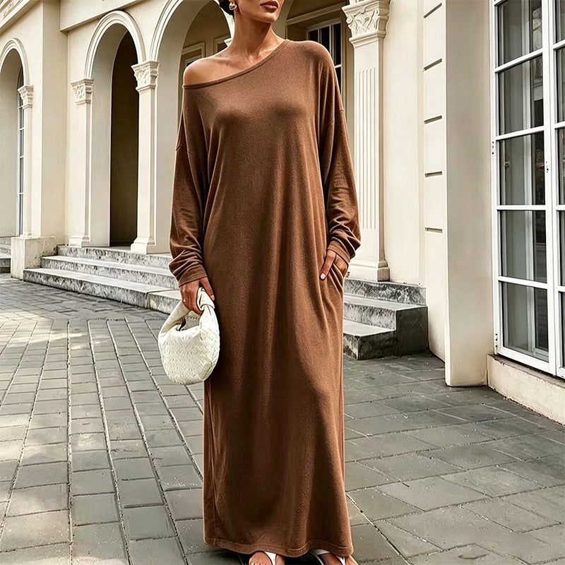 Women's Off-Shoulder Long Sleeve Maxi Dress