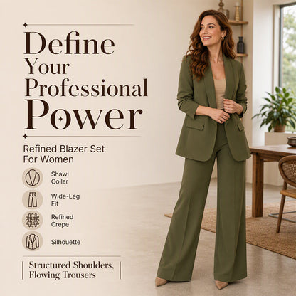 Women's Shawl Collar Blazer & Wide-Leg Pants Set