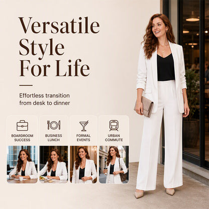 Women's Shawl Collar Blazer & Wide-Leg Pants Set