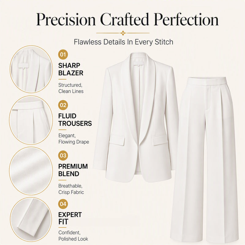 Women's Shawl Collar Blazer & Wide-Leg Pants Set