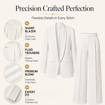 Women's Shawl Collar Blazer & Wide-Leg Pants Set