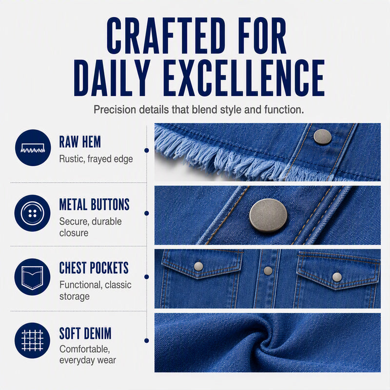 Women's Frayed Hem Washed Denim Jacket