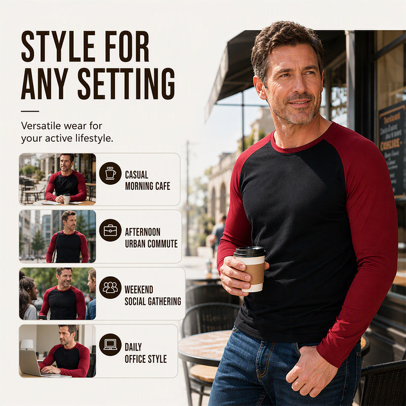 Men's Color-Block Raglan Long Sleeve T-Shirt
