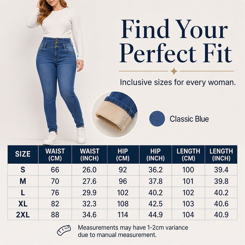 Women's High-Waisted Warm-Lined Skinny Jeans