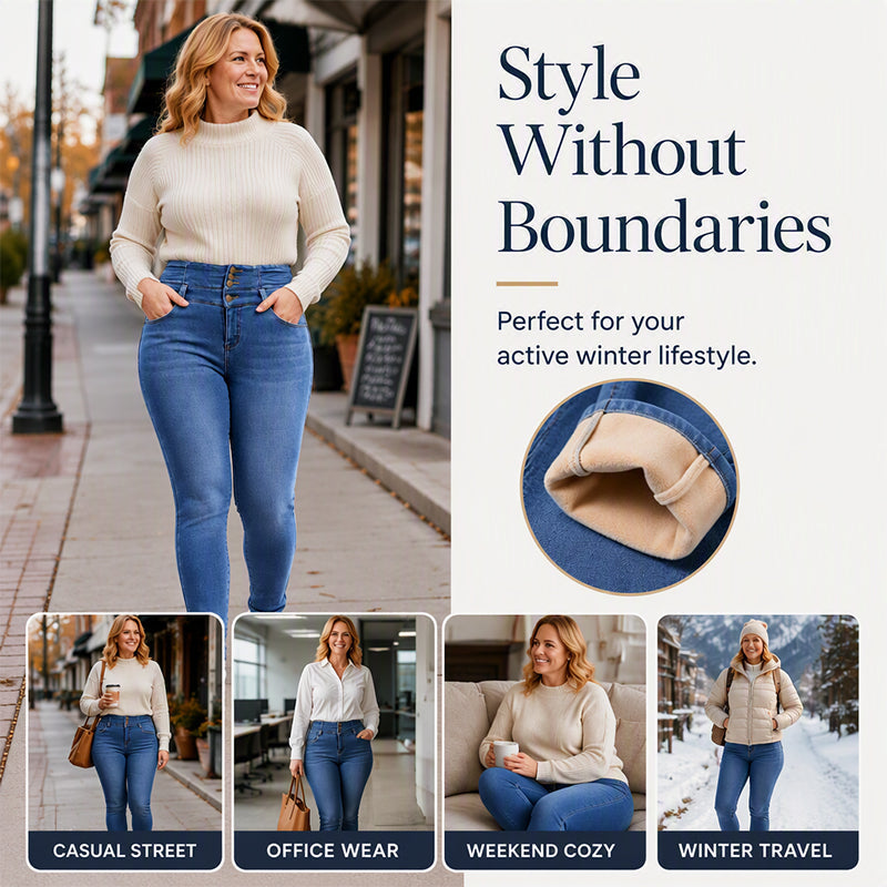 Women's High-Waisted Warm-Lined Skinny Jeans