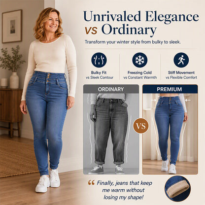 Women's High-Waisted Warm-Lined Skinny Jeans