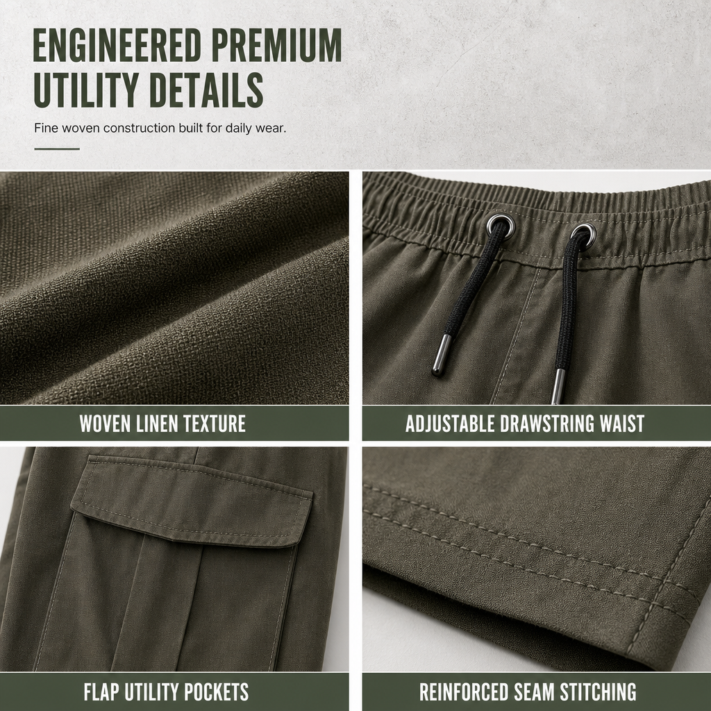 Men's Summer Casual Cargo Pants with Drawstring
