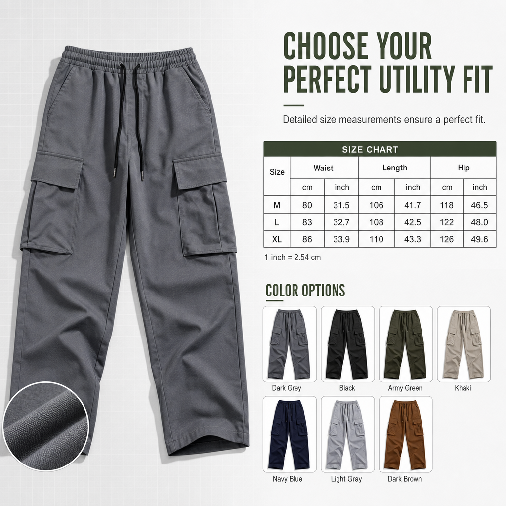 Men's Summer Casual Cargo Pants with Drawstring