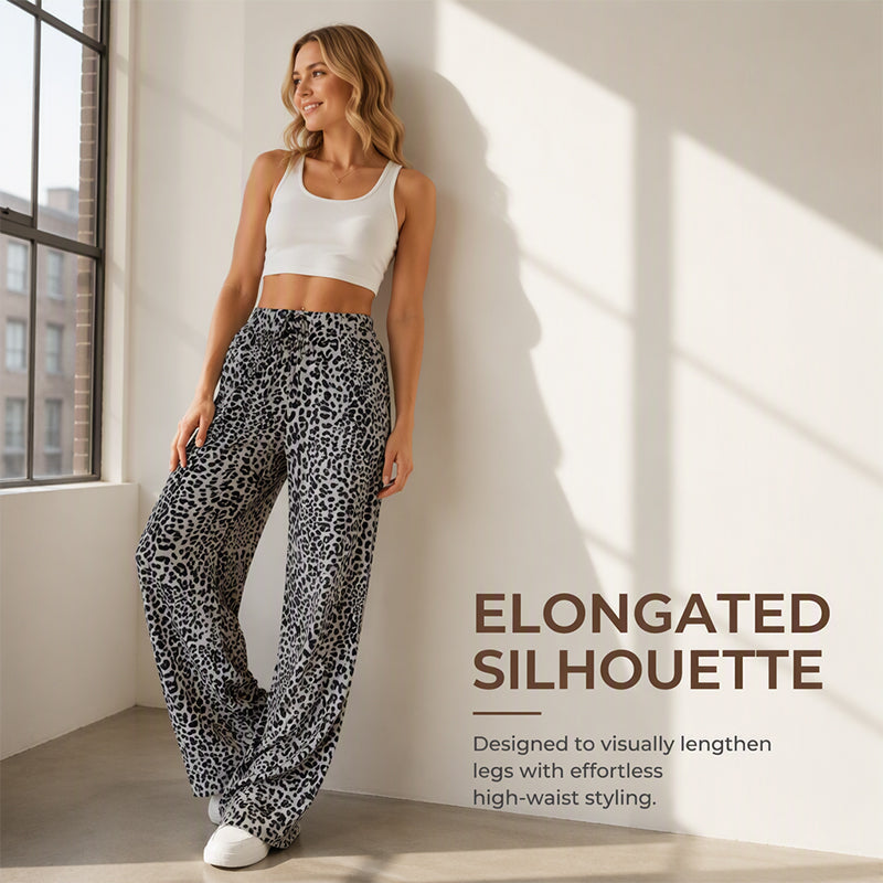 Women's Fashion Leopard Print Straight-Leg Wide Pants