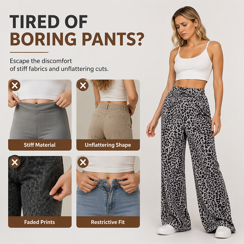 Women's Fashion Leopard Print Straight-Leg Wide Pants