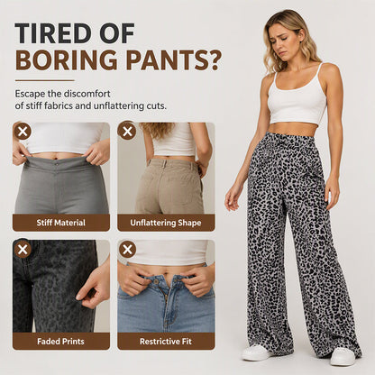 Women's Fashion Leopard Print Straight-Leg Wide Pants