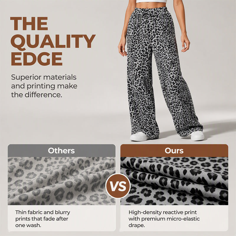 Women's Fashion Leopard Print Straight-Leg Wide Pants