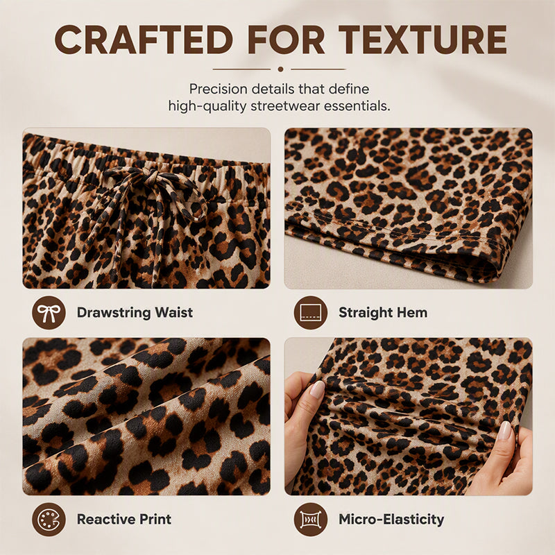 Women's Fashion Leopard Print Straight-Leg Wide Pants