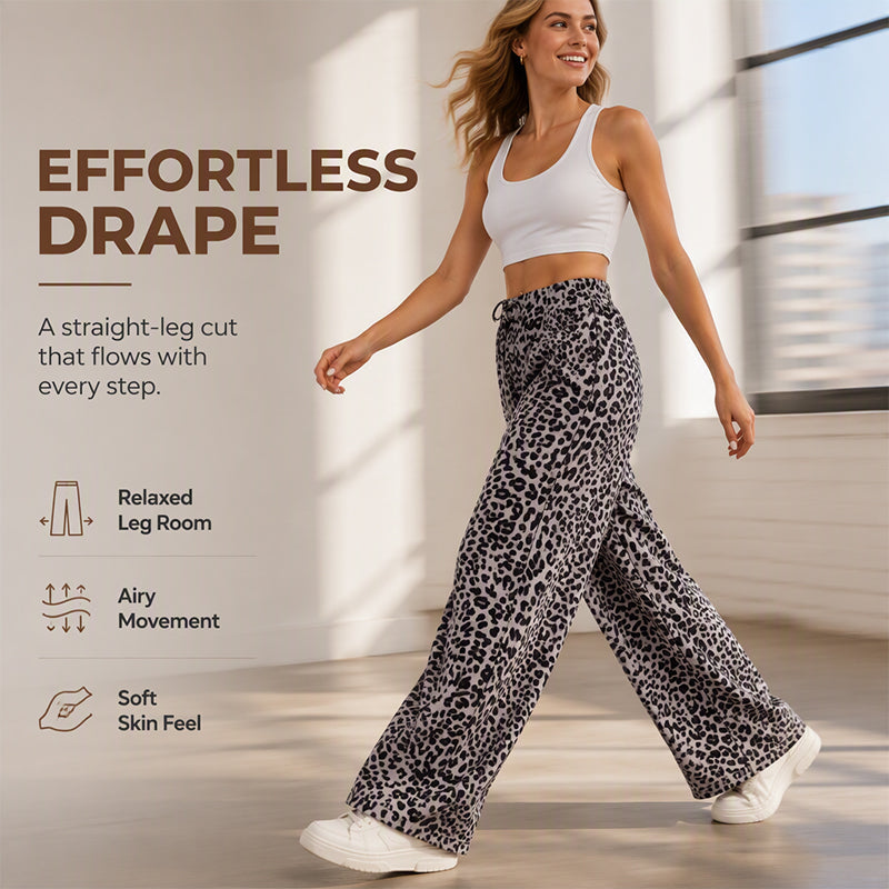 Women's Fashion Leopard Print Straight-Leg Wide Pants