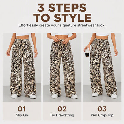 Women's Fashion Leopard Print Straight-Leg Wide Pants