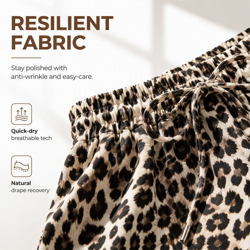 Women's Fashion Leopard Print Straight-Leg Wide Pants