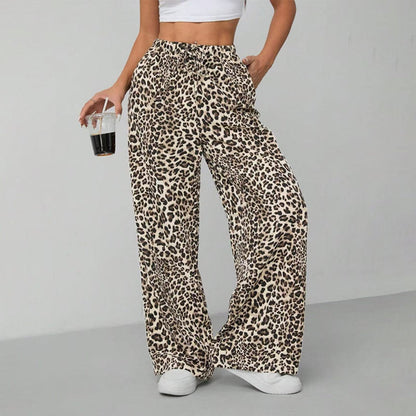 Women's Fashion Leopard Print Straight-Leg Wide Pants