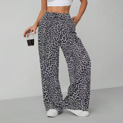 Women's Fashion Leopard Print Straight-Leg Wide Pants
