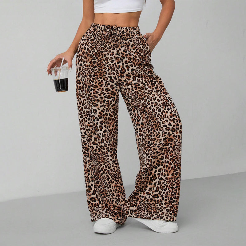 Women's Fashion Leopard Print Straight-Leg Wide Pants
