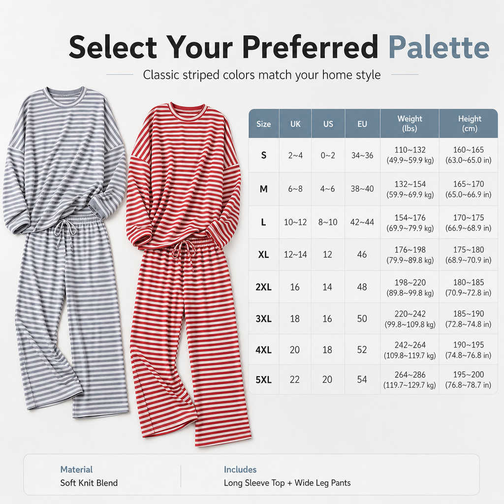 Women's Casual Striped Top and Pants Set