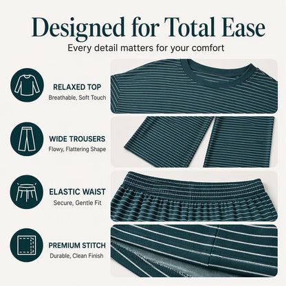 Women's Striped Pullover & Wide-Leg Pants 2-Piece Set