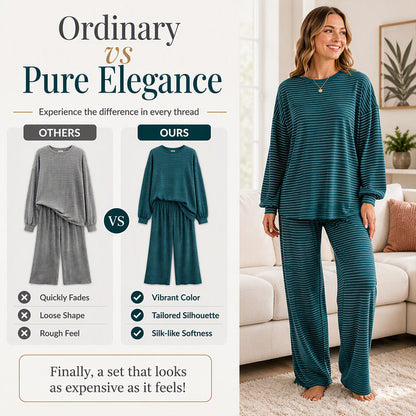 Women's Striped Pullover & Wide-Leg Pants 2-Piece Set