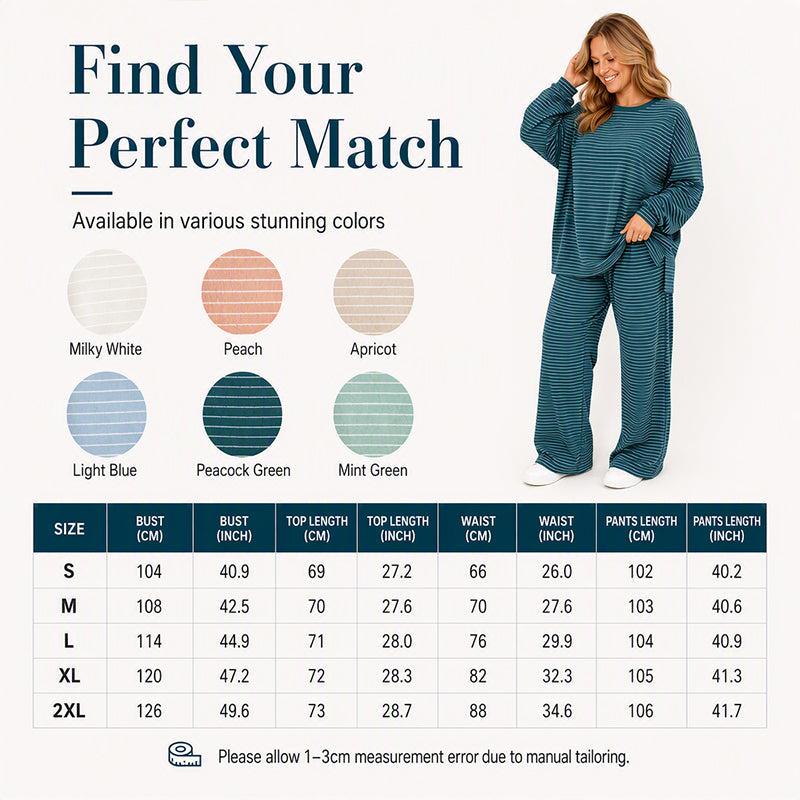 Women's Striped Pullover & Wide-Leg Pants 2-Piece Set