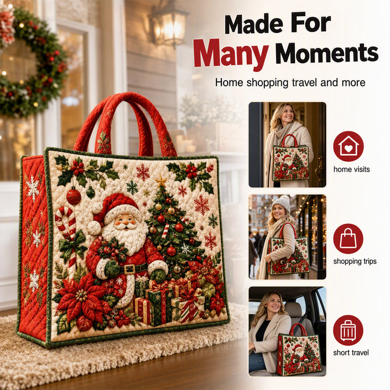 Christmas Theme Quilted Tote Bag