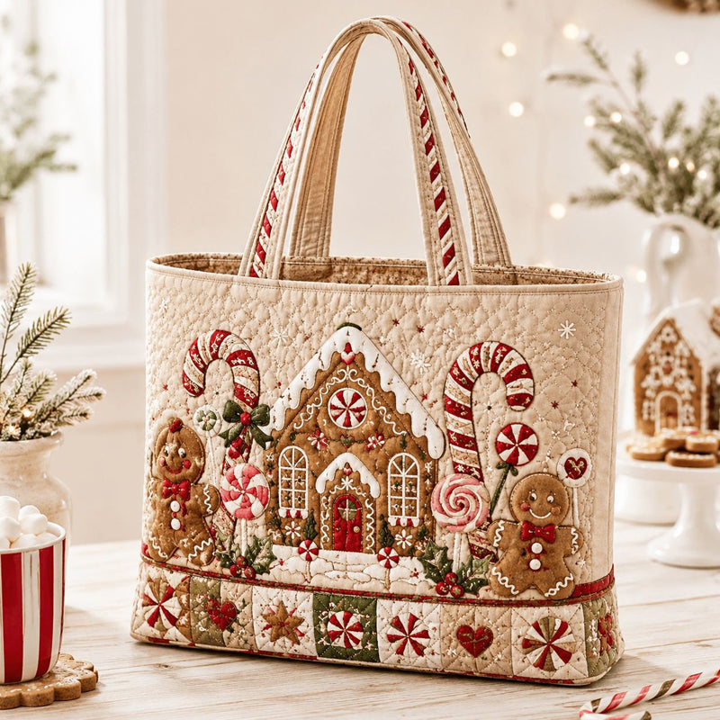 Christmas Theme Quilted Tote Bag