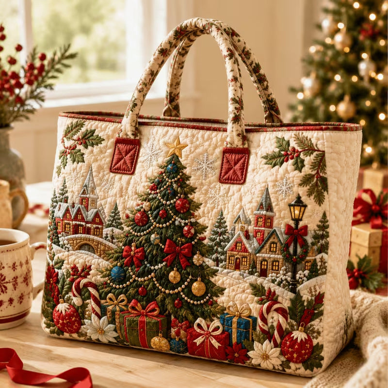 Christmas Theme Quilted Tote Bag