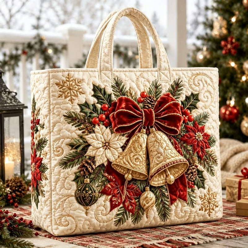 Christmas Theme Quilted Tote Bag