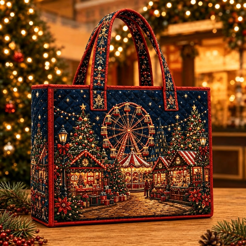 Christmas Theme Quilted Tote Bag