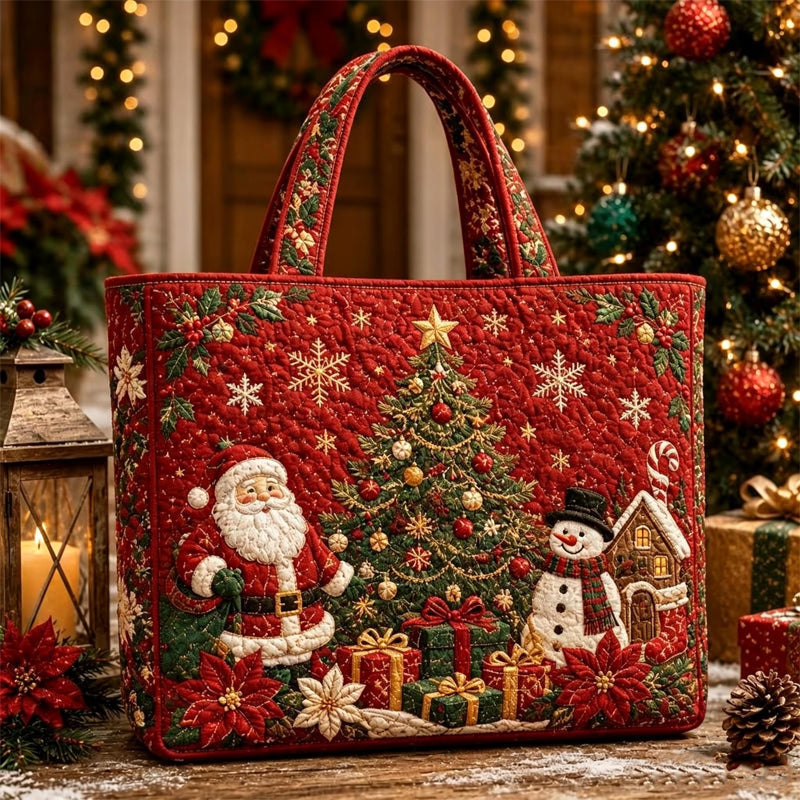 Christmas Theme Quilted Tote Bag