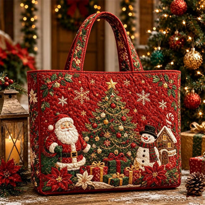 Christmas Theme Quilted Tote Bag