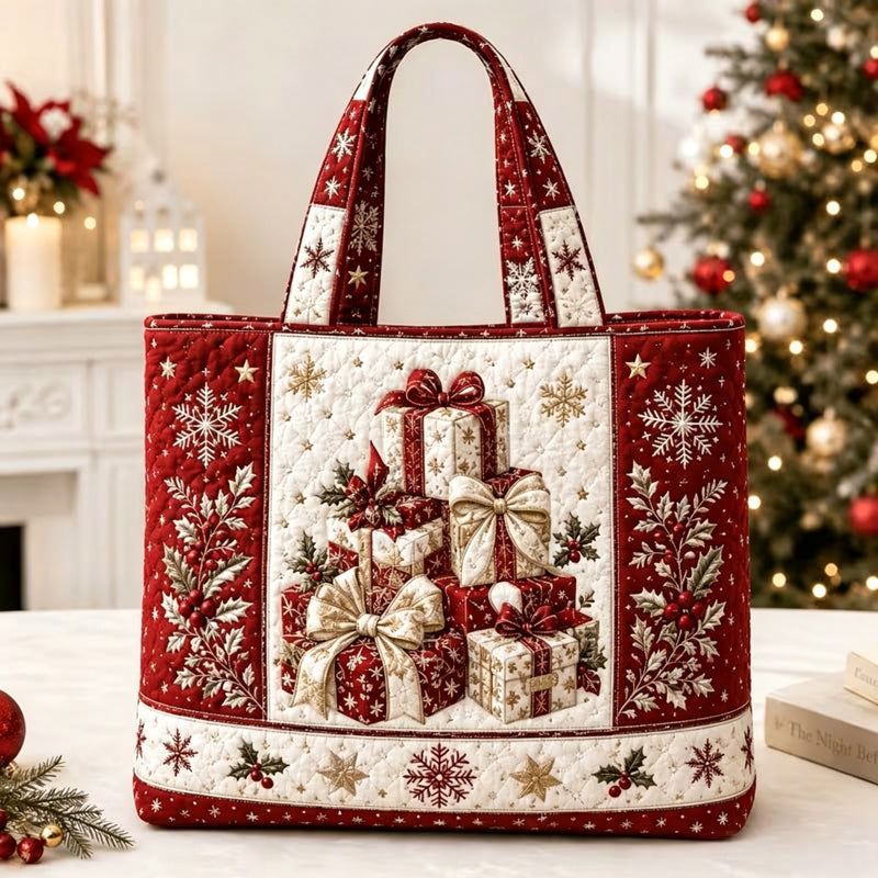 Christmas Theme Quilted Tote Bag