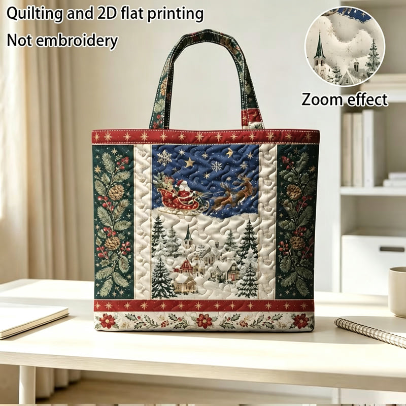 Christmas Theme Quilted Tote Bag