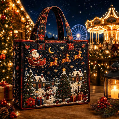 Christmas Theme Quilted Tote Bag