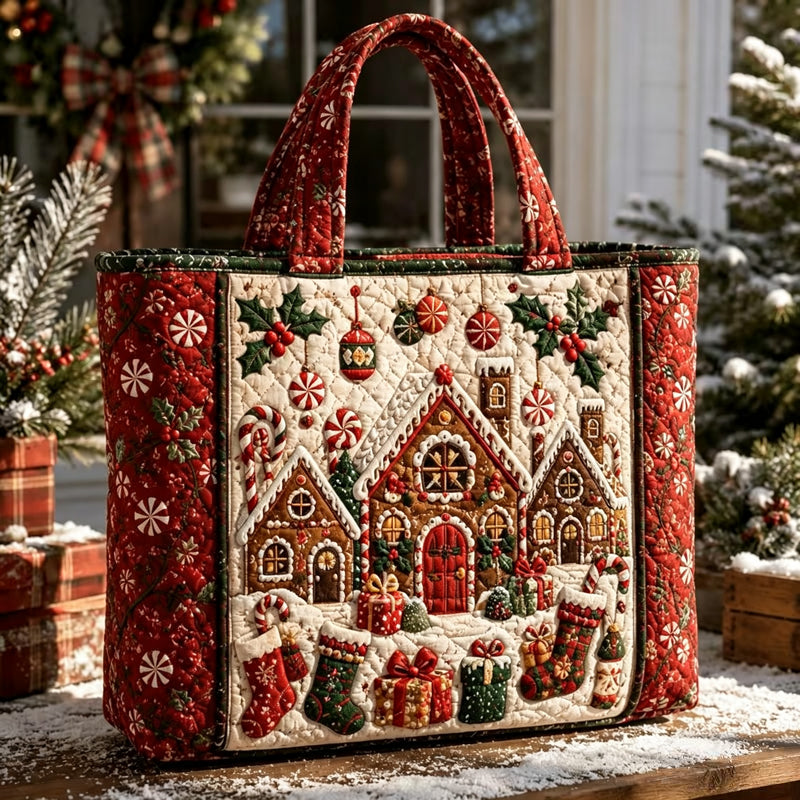 Christmas Theme Quilted Tote Bag
