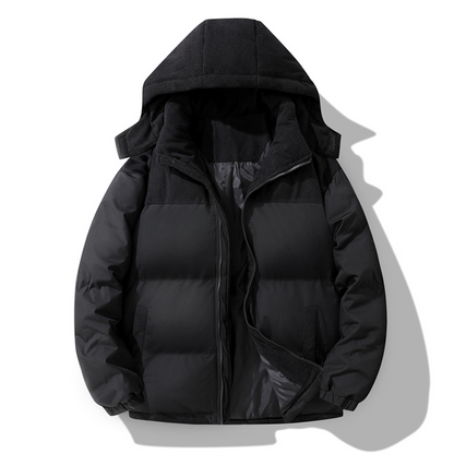 Men's Winter Color-Block Puffer Hooded Jacket