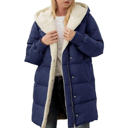 Women's Mid-Length Padded Coat with Hood