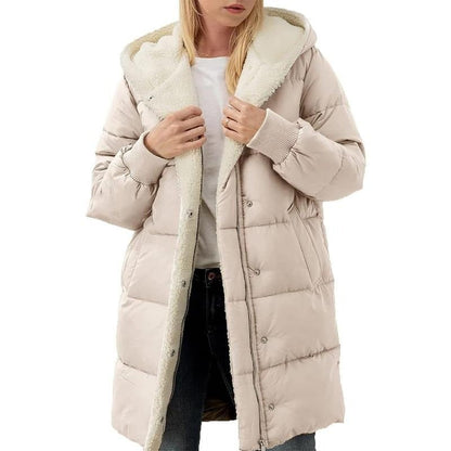 Women's Mid-Length Padded Coat with Hood