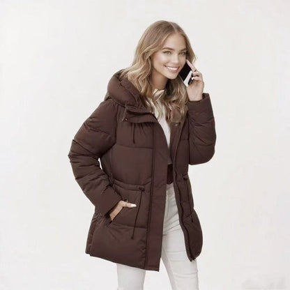 Women's Hooded Mid-Length Puffer Coat